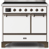 Ilve Majestic II Collection UMDI10QNS3WHB - 40 Inch Freestanding Electric Induction Range in Front View