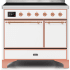Ilve Majestic II Collection UMDI10QNS3WHP - 40 Inch Freestanding Electric Induction Range in Front View