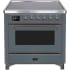 Ilve Majestic II Collection UMI09NS3BGP - 36 Inch Blue Grey Freestanding Range