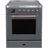 Ilve Majestic II Collection UMI30NE3BGB - Majestic II 30 Inch Electric Freestanding Range in Blue Grey with Bronze Trim