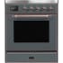 Ilve Majestic II Collection UMI30NE3BGB - Majestic II 30 Inch Electric Freestanding Range in Blue Grey with Bronze Trim