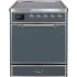 Ilve Majestic II Collection UMI30QNE3BGC - Majestic II 30 Inch Freestanding Range in Blue Grey with Chrome Trim