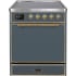 Ilve Majestic II Collection UMI30QNE3BGG - Majestic II 30 Inch Freestanding Range in Blue Grey with Brass Trim