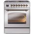 Ilve Nostalgie II Collection UP30NMPSSB - 30 Inch Freestanding Dual Fuel Range in Front View