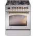 Ilve Nostalgie II Collection UP30NMPSSGLP - 30 Inch Freestanding Dual Fuel Range in Front View