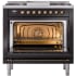 Ilve Nostalgie II Collection UP36FNMPBKBLP - 36 Inch Freestanding Dual Fuel Range in Opened View