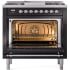 Ilve Nostalgie II Collection UP36FNMPBKC - 36 Inch Freestanding Dual Fuel Range in Opened View