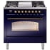Ilve Nostalgie II Collection UP36FNMPMBB - 36 Inch Freestanding Dual Fuel Range in Front View