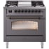 Ilve Nostalgie II Collection UP36FNMPMGB - 36 Inch Freestanding Dual Fuel Range in Front View