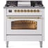 Ilve Nostalgie II Collection UP36FNMPWHG - 36 Inch Freestanding Dual Fuel Range in Front View