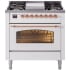 Ilve Nostalgie II Collection UP36FNMPWHPLP - 36 Inch Freestanding Dual Fuel Range in Front View
