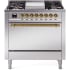 Ilve Nostalgie II Collection UP36FQNMPSSG - 36 Inch Freestanding Dual Fuel Range in Front View