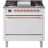 Ilve Nostalgie II Collection UP36FQNMPWHPLP - 36 Inch Freestanding Dual Fuel Range in Front View