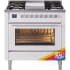 Ilve Professional Plus II UP36FWMPRALP - 36 Inch Triple Glass Door Freestanding Dual Fuel Range with 6 Sealed Burner and Griddle