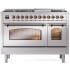 Ilve Nostalgie II Collection UP48FNMPSSBLP - 48 Inch Freestanding Dual Fuel Range in Front View