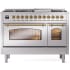 Ilve Nostalgie II Collection UP48FNMPSSG - 48 Inch Freestanding Dual Fuel Range in Front View