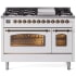 Ilve Nostalgie II Collection UP48FNMPWHBLP - 48 Inch Freestanding Dual Fuel Range in Front View