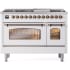 Ilve Nostalgie II Collection UP48FNMPWHBLP - 48 Inch Freestanding Dual Fuel Range in Front View