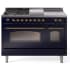 Ilve Nostalgie II Collection UP48FSNMPMBGLP - 48 Inch Freestanding Dual Fuel Range in Front View