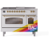 Ilve Nostalgie II Collection UP48FSNMPRAGLP - 48 Inch Freestanding Dual Fuel Range in Front View