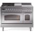 Ilve Nostalgie II Collection UP48FSNMPSSCLP - 48 Inch Freestanding Dual Fuel Range in Front View