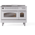 Ilve Nostalgie II Collection UP48FSNMPWHCLP - 48 Inch Freestanding Dual Fuel Range in Front View
