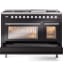 Ilve Professional Plus II UP48FWMPBK - 48 Inch Freestanding Dual Fuel Range with 8 Sealed Burners