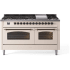 Ilve Nostalgie II Collection UP60FNMPAWB - 60 Inch Freestanding Dual Fuel Range in Front View