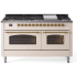 Ilve Nostalgie II Collection UP60FNMPAWGLP - 60 Inch Freestanding Dual Fuel Range in Front View