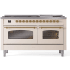 Ilve Nostalgie II Collection UP60FNMPAWGLP - 60 Inch Freestanding Dual Fuel Range in Front View