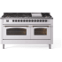 Ilve Nostalgie II Collection UP60FNMPWHB - 60 Inch Freestanding Dual Fuel Range in Front View