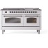 Ilve Nostalgie II Collection UP60FNMPWHB - 60 Inch Freestanding Dual Fuel Range in Front View