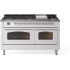 Ilve Nostalgie II Collection UP60FNMPWHC - 60 Inch Freestanding Dual Fuel Range in Front View