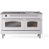 Ilve Nostalgie II Collection UP60FNMPWHC - 60 Inch Freestanding Dual Fuel Range in Front View
