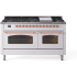 Ilve Nostalgie II Collection UP60FNMPWHP - 60 Inch Freestanding Dual Fuel Range in Front View