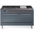 Ilve Nostalgie II Collection UP60FQNMPBGPLP - 60 Inch Freestanding Dual Fuel Range in Front View