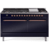 Ilve Nostalgie II Collection UP60FQNMPMBPLP - 60 Inch Freestanding Dual Fuel Range in Front View