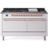 Ilve Nostalgie II Collection UP60FQNMPWHPLP - 60 Inch Freestanding Dual Fuel Range in Front View