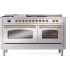 Ilve Nostalgie II Collection UP60FSNMPSSGLP - 60 Inch Freestanding Dual Fuel Range