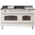 Ilve Nostalgie II Collection UP60FSNMPAWCLP - 60 Inch Freestanding Dual Fuel Range in Front View