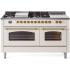 Ilve Nostalgie II Collection UP60FSNMPAWGLP - 60 Inch Freestanding Dual Fuel Range in Front View