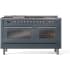 Ilve Nostalgie II Collection UP60FSNMPBGCLP - 60 Inch Freestanding Dual Fuel Range in Front View