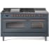 Ilve Nostalgie II Collection UP60FSNMPBGPLP - 60 Inch Freestanding Dual Fuel Range in Front View