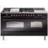 Ilve Nostalgie II Collection UP60FSNMPBKBLP - 60 Inch Freestanding Dual Fuel Range in Front View