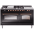 Ilve Nostalgie II Collection UP60FSNMPBKP - 60 Inch Freestanding Dual Fuel Range in Front View