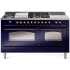 Ilve Nostalgie II Collection UP60FSNMPMBBLP - 60 Inch Freestanding Dual Fuel Range in Front View