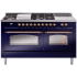 Ilve Nostalgie II Collection UP60FSNMPMBPLP - 60 Inch Freestanding Dual Fuel Range in Front View
