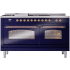 Ilve Nostalgie II Collection UP60FSNMPMBPLP - 60 Inch Freestanding Dual Fuel Range in Front View