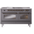 Ilve Nostalgie II Collection UP60FSNMPMGBLP - 60 Inch Freestanding Dual Fuel Range in Front View