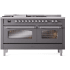 Ilve Nostalgie II Collection UP60FSNMPMGC - 60 Inch Freestanding Dual Fuel Range in Front View